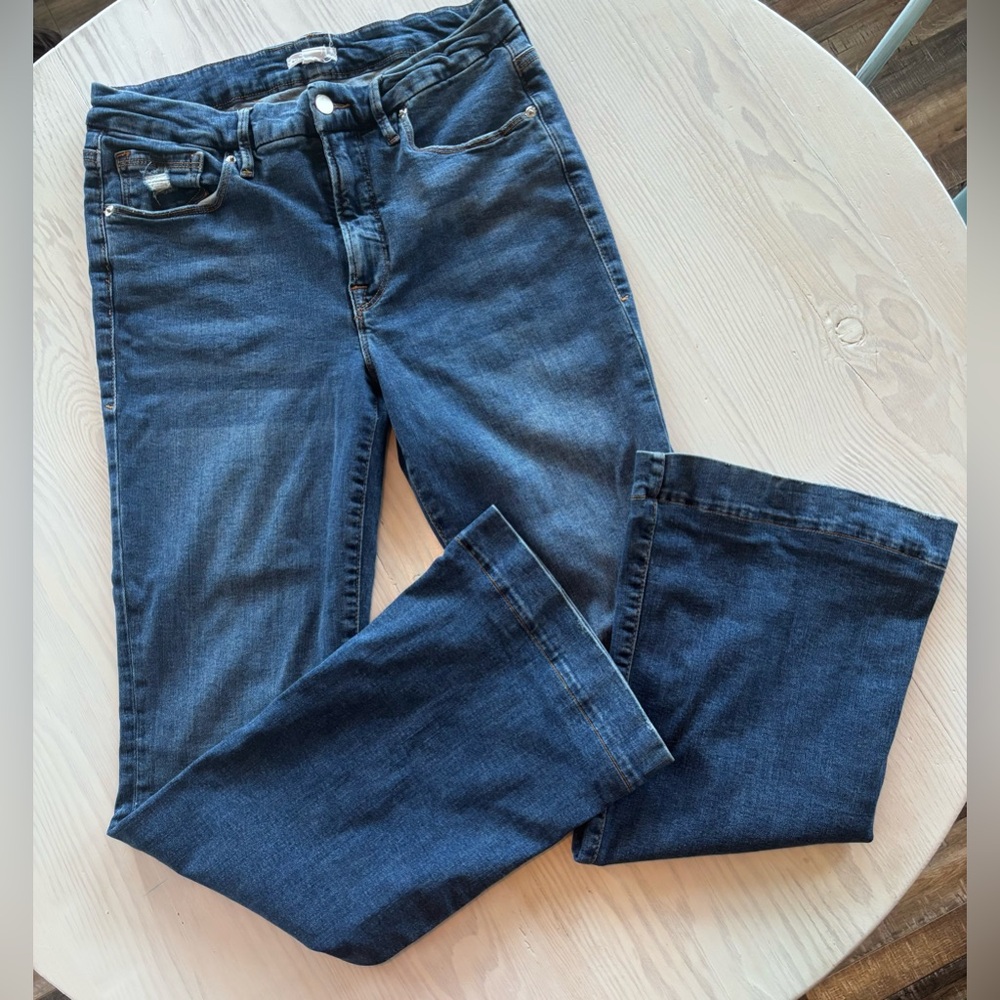 Good American Dark Blue Straight Leg Jeans
